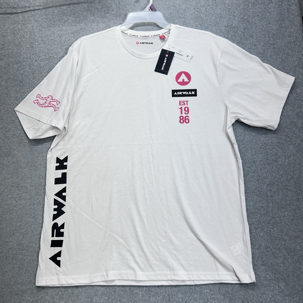 Airwalk Graphic T Shirt Men 2XL White Pink Black Logo Skateboard Tee NWT 1986 - Picture 2 of 14